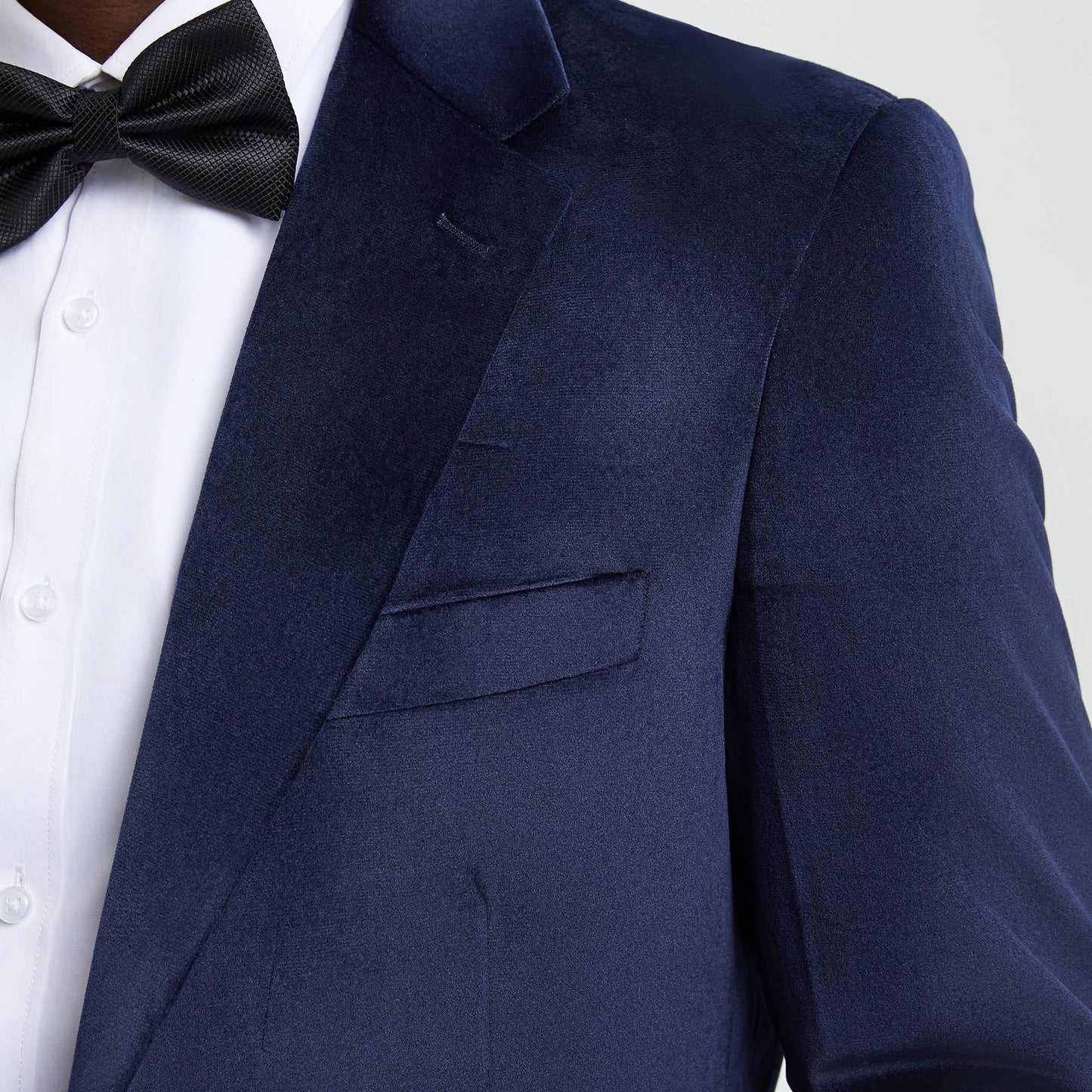 Stacy Adams Solid Navy Velvet Notch Lapel Blazer