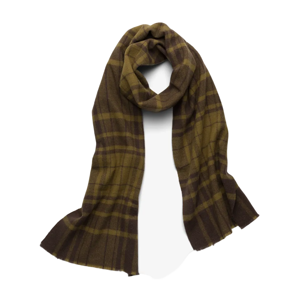 Highlands Olive Plaind Wool Scarf