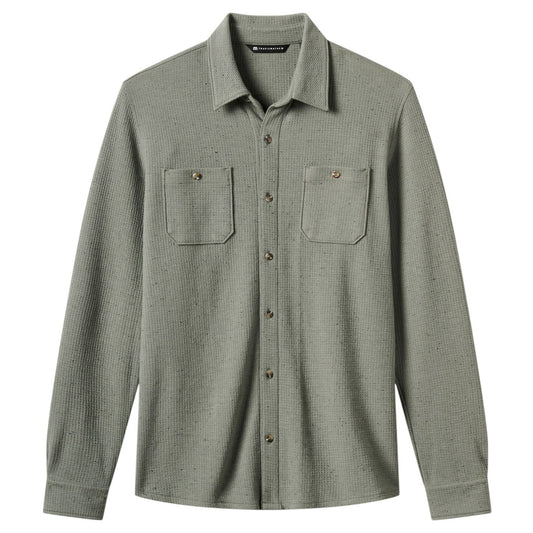 TravisMathew Olive Cloud Waffle Button Up