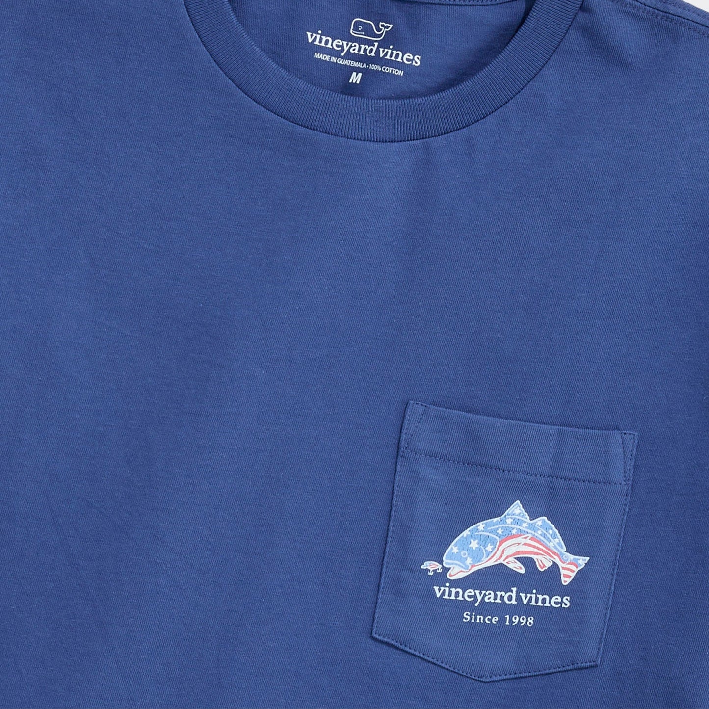 Vineyard Vines Moonshine Flag Red Fish Short-Sleeve Pocket Tee