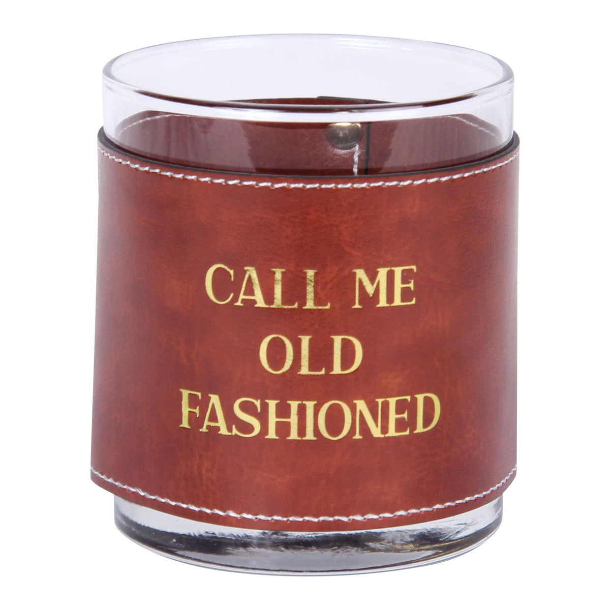 Call Me Old Fashioned Faux Leather Rocks Glass