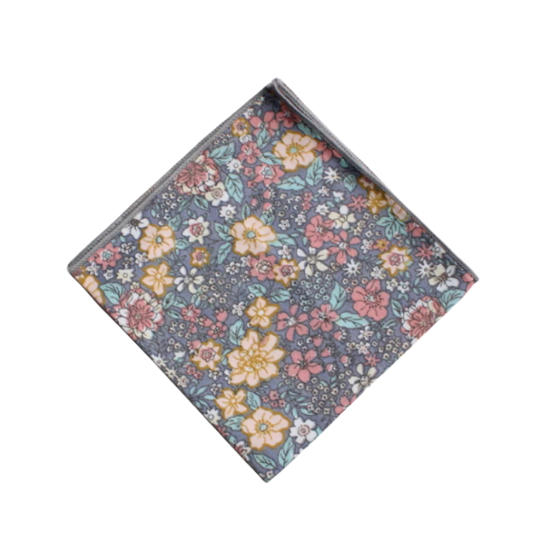 Auden Silver Floral Pocket Square