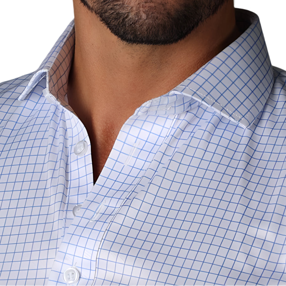 Collars & Co. Thin Blue Check Polo