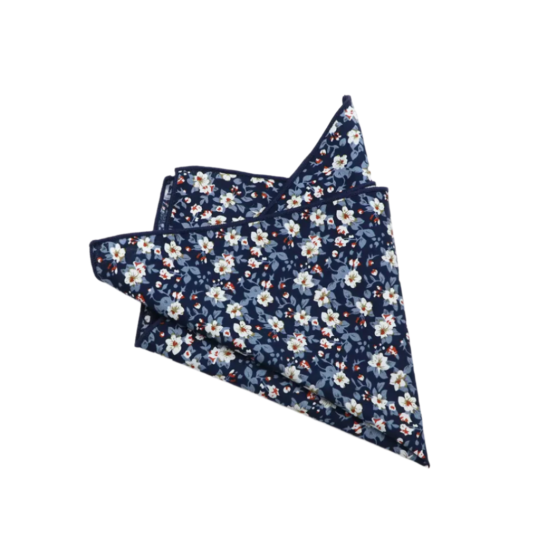 Wiley Dark Blue Floral Pocket Square