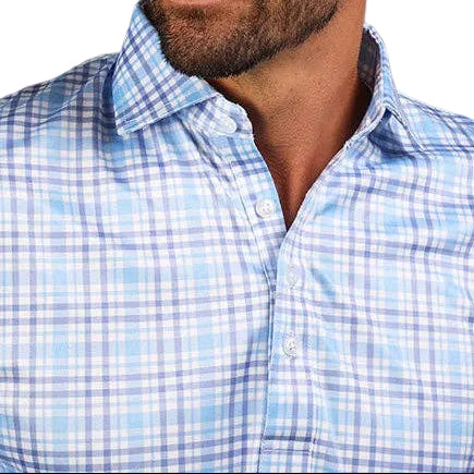 Collars & Co. Sea Island Blue and Purple Plaid Polo