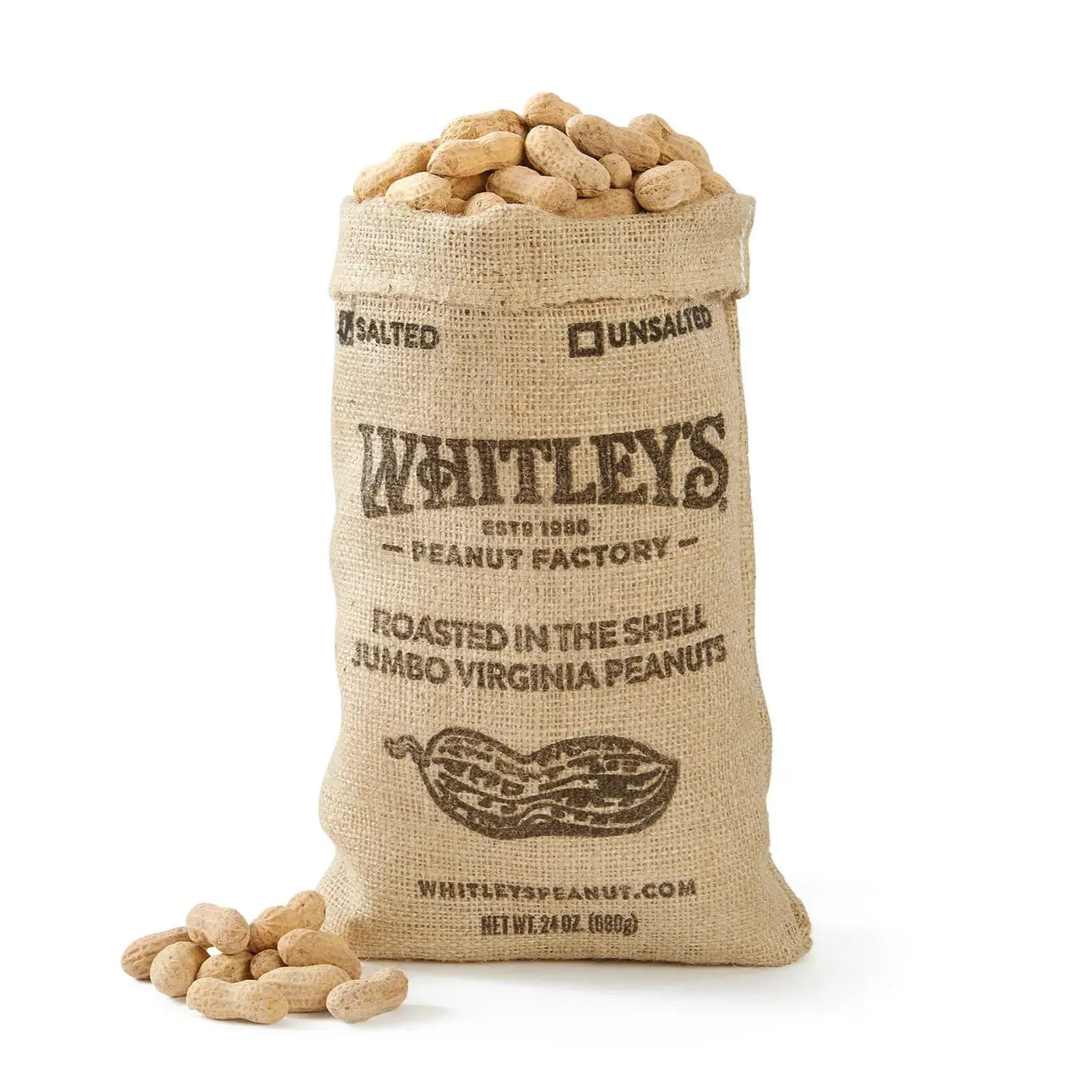 Burlap Bag Salted Roasted-N-Shell Peanuts - 24 oz.