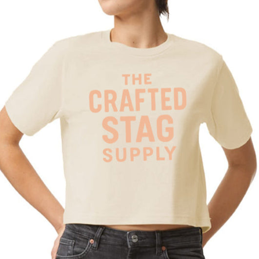 The Crafted Stag Supply Cream Ladies Crop Top Tee
