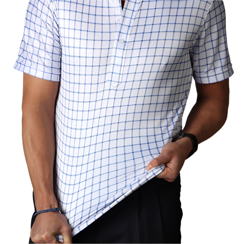 Collars & Co. Blue Grid Check Plolo