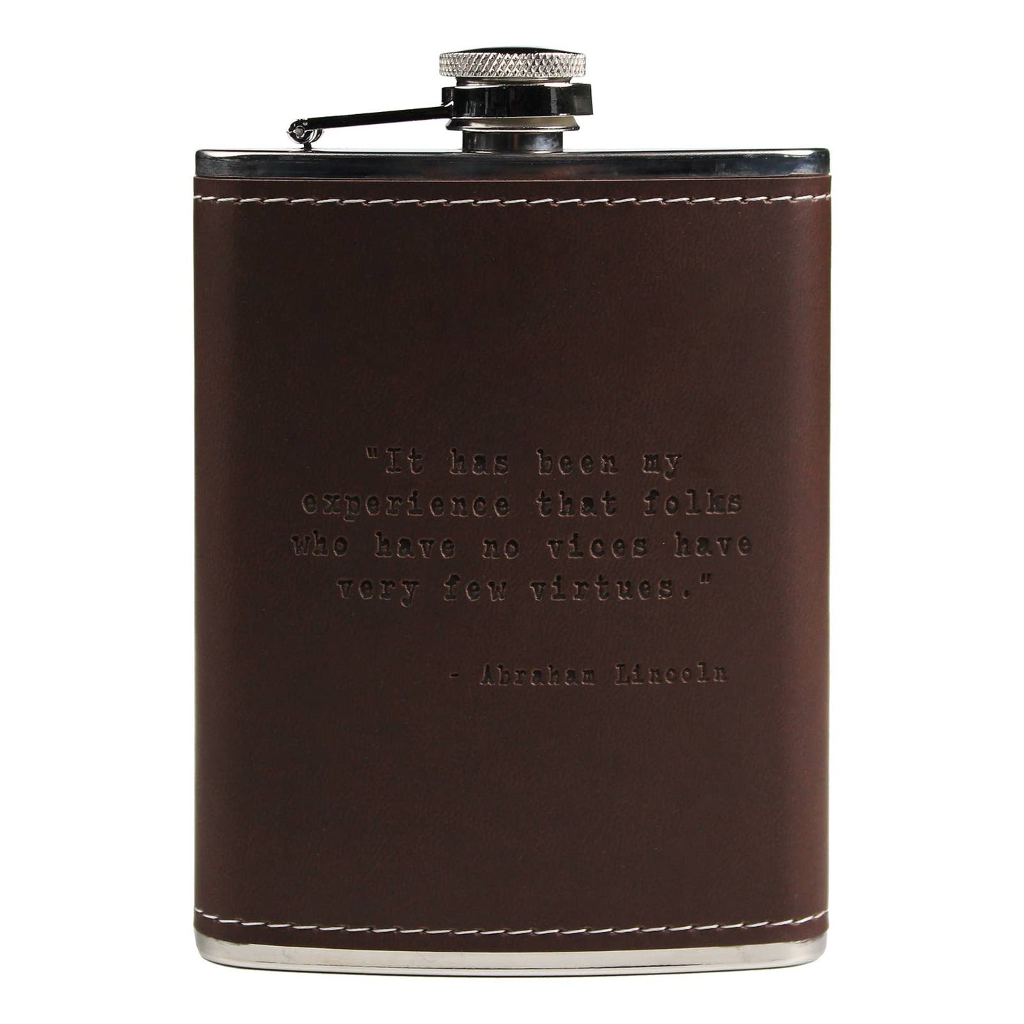 Abraham Lincoln Quote Leather Flask
