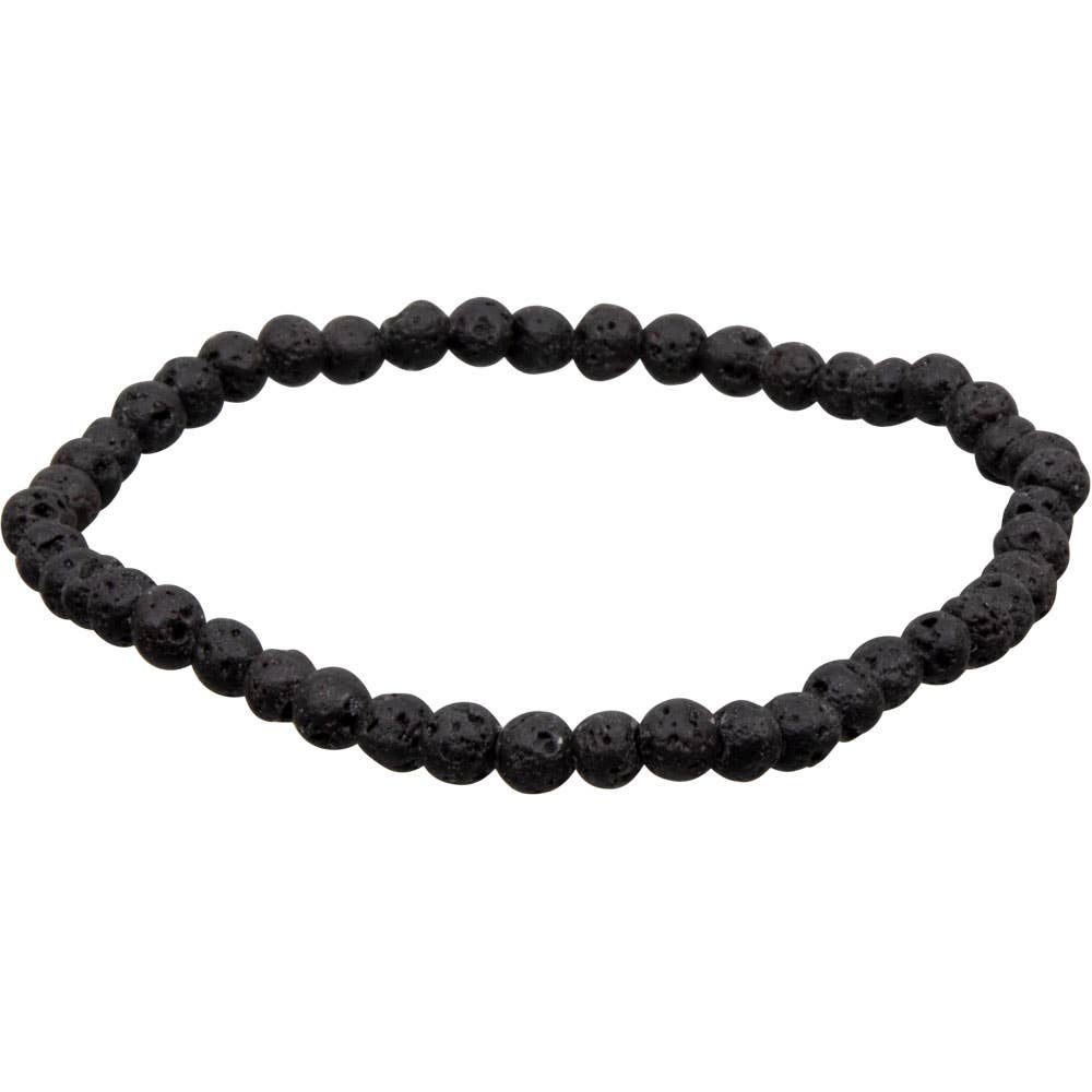 Elastic Bracelet 4mm Round Beads - Lava (Each)
