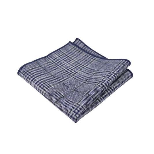 Teagan Blue Plaid Wool Pocket Square