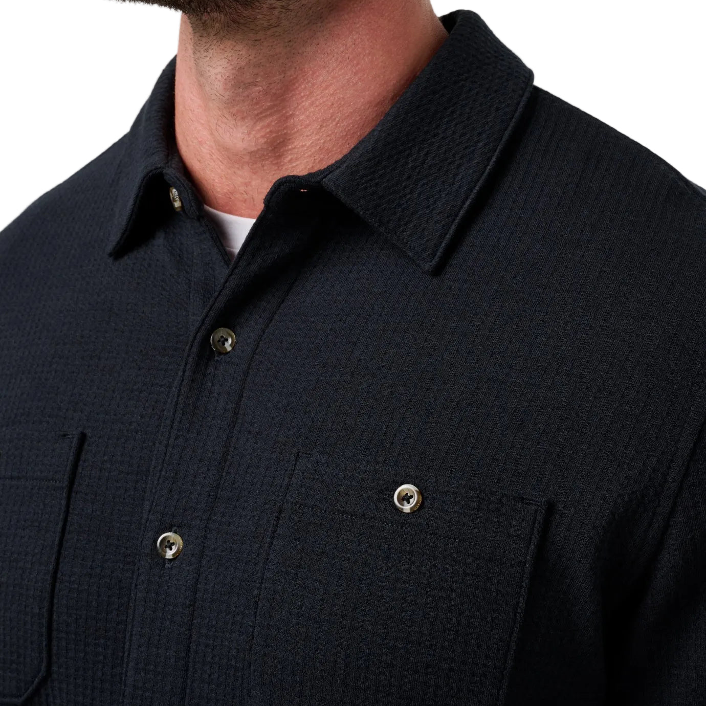 TravisMathew Black Waffle Button Up
