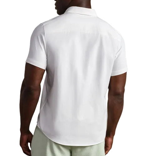 Rhone White Onyx Brezza Linen-Blend Short Sleeve Shirt