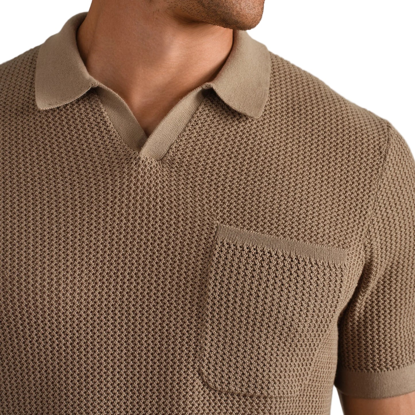 Rhone Teak Brown Coastal Johnny Collar Polo