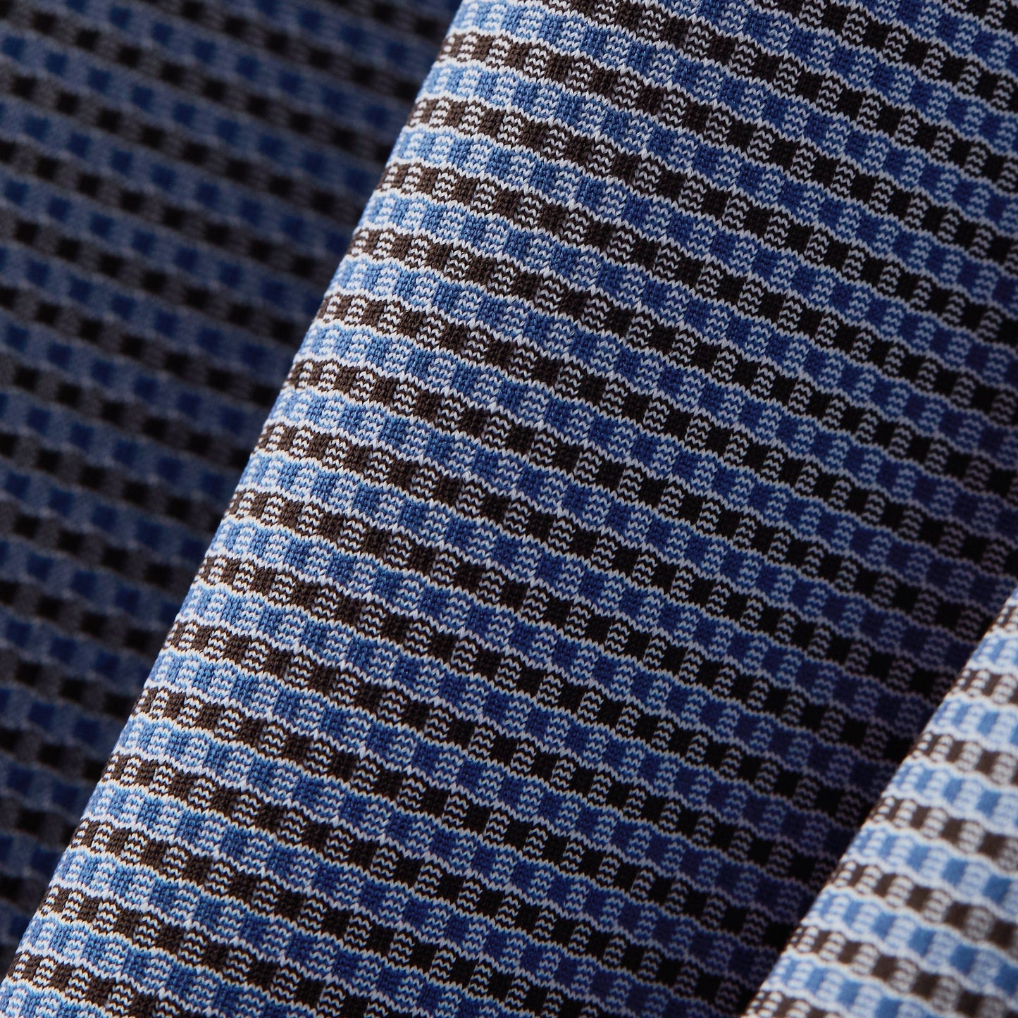 Rhone Blue & Brown Gingham Semi Spread Collar Commuter Shirt
