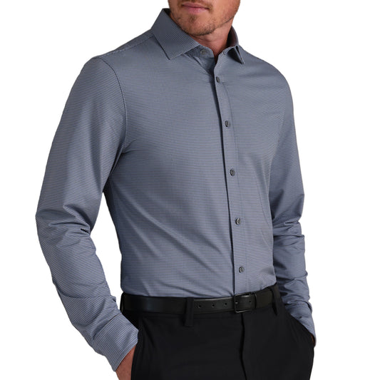 Rhone Blue & Brown Gingham Semi Spread Collar Commuter Shirt