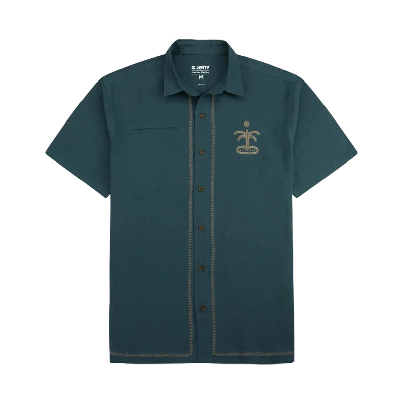 Jetty Blue Marshall Embroidered Linen Shirt