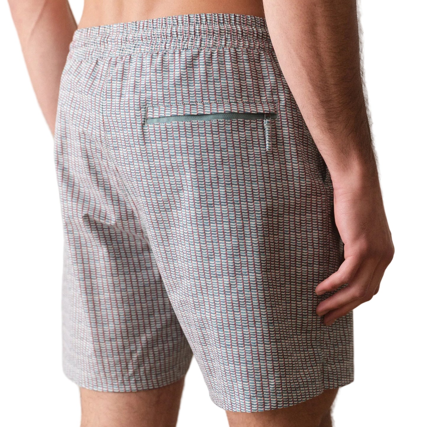 Marine Layer Green Matchstick Stripe 6" Lined Sport & Swim Short