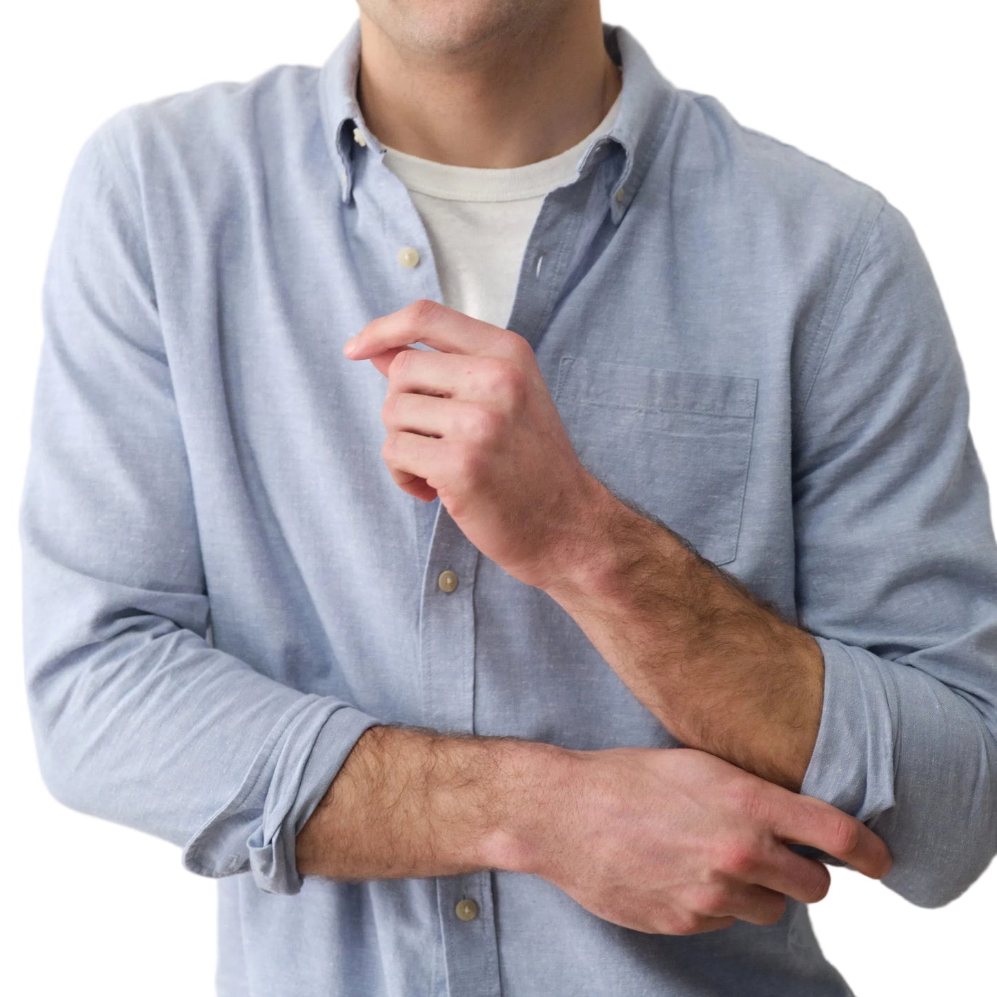 Marine Layer Chambray Better-Than-Linen Long Sleeve Shirt