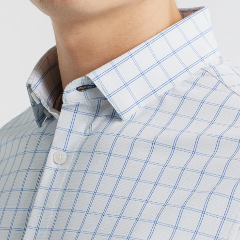 Mizzen+Main Cobalt Hampton Plaid No Tuck Leeward Shirt