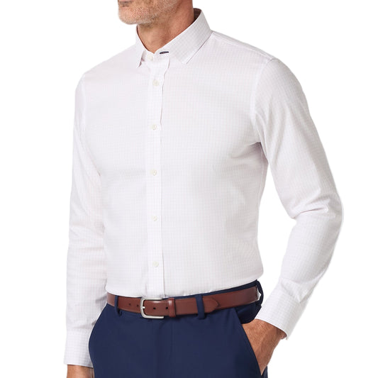 Mizzen+Main Lavender Mini Grid Hilton Long Sleeve Shirt