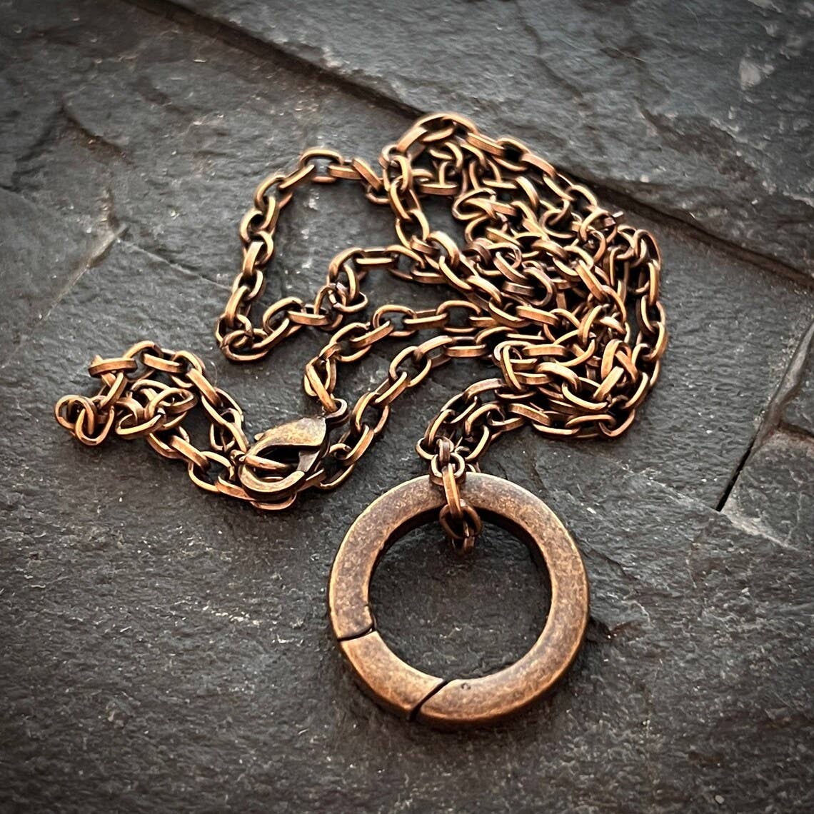Brass Eternity Ring Necklace Men's Necklace