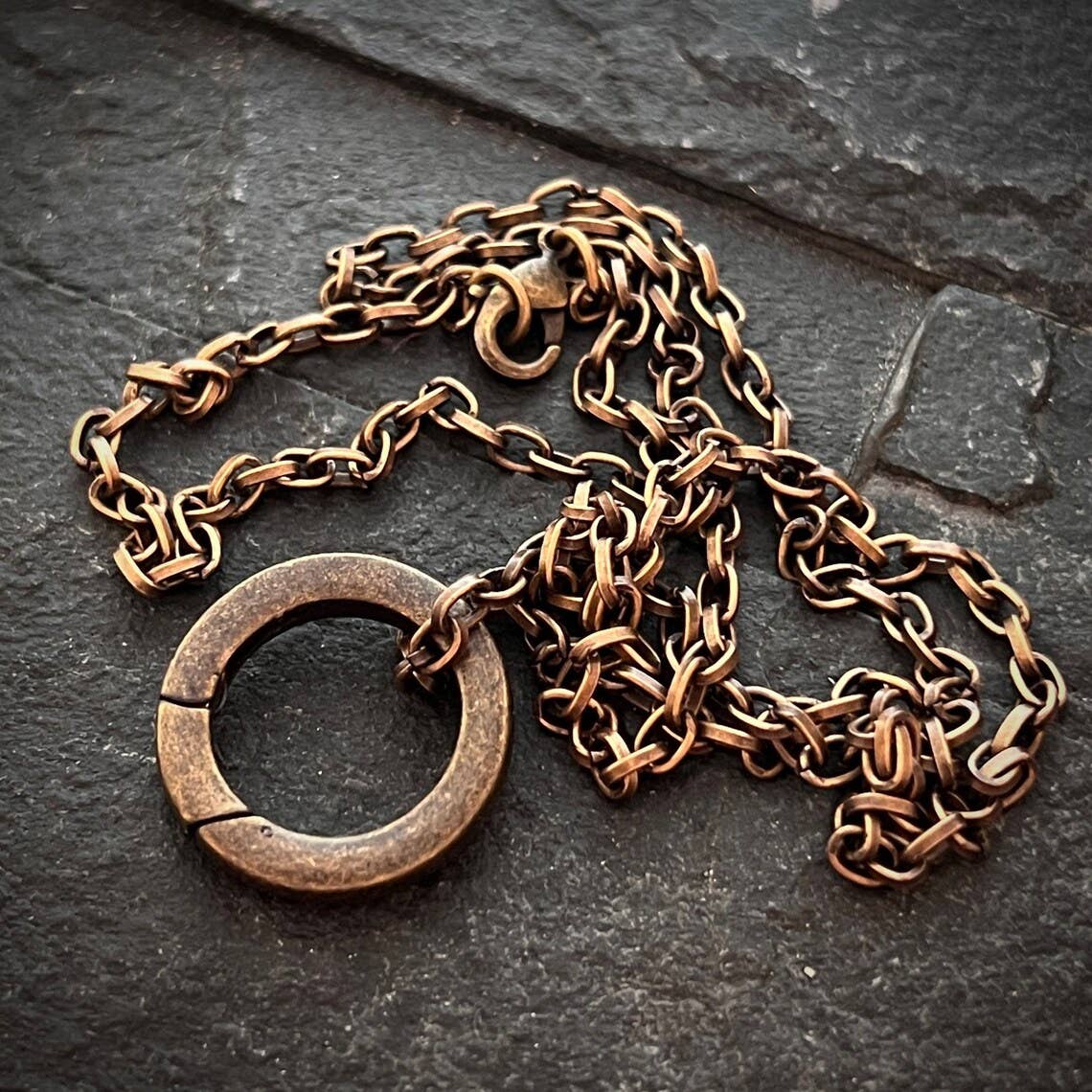 Brass Eternity Ring Necklace Men's Necklace