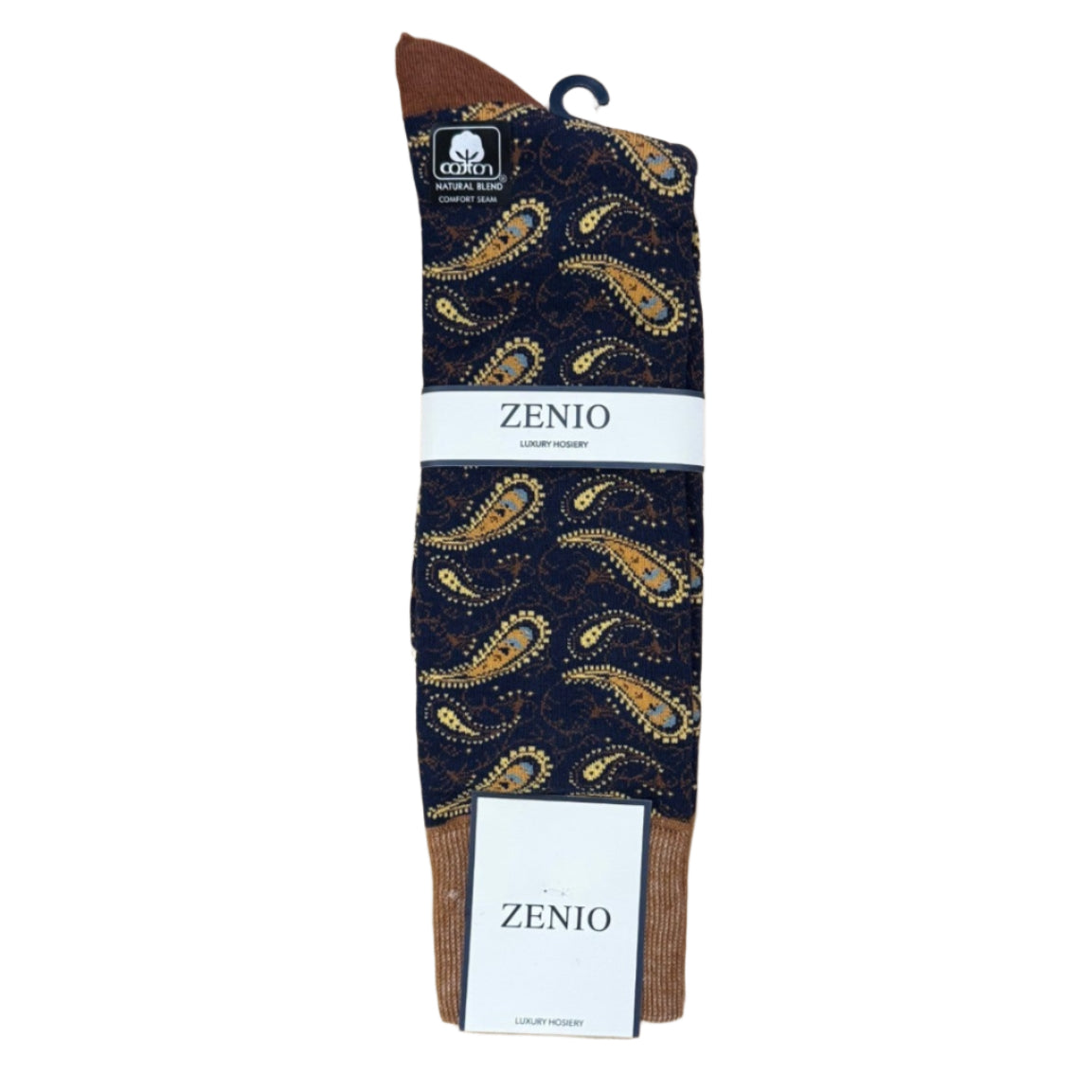 Zenio Paisley Dress Socks - Tan