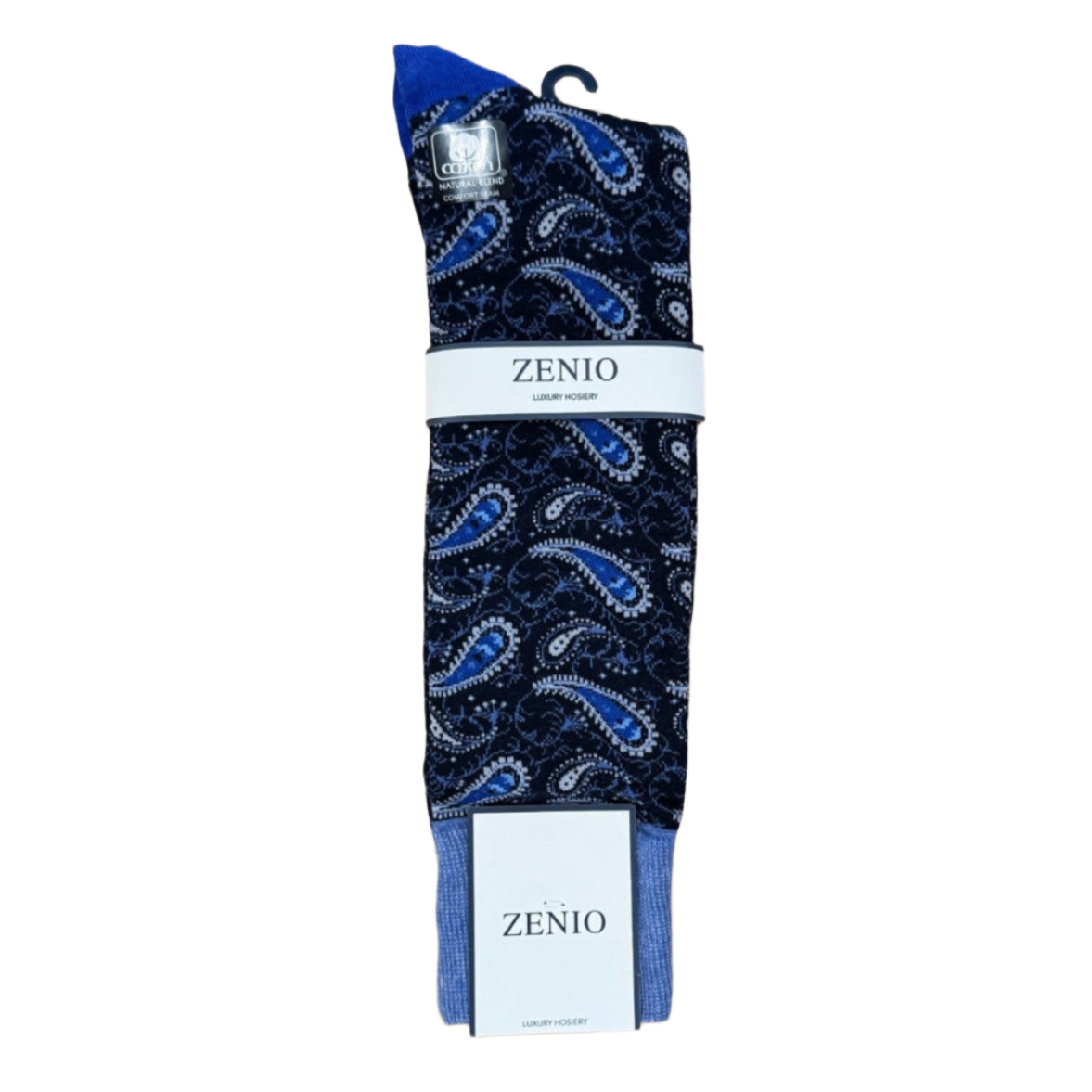 Zenio Paisley Dress Socks - Navy