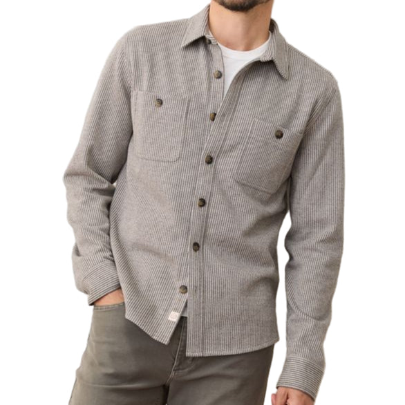 Marine Layer Grey Railroad Pacifica Stretch Twill Overshirt