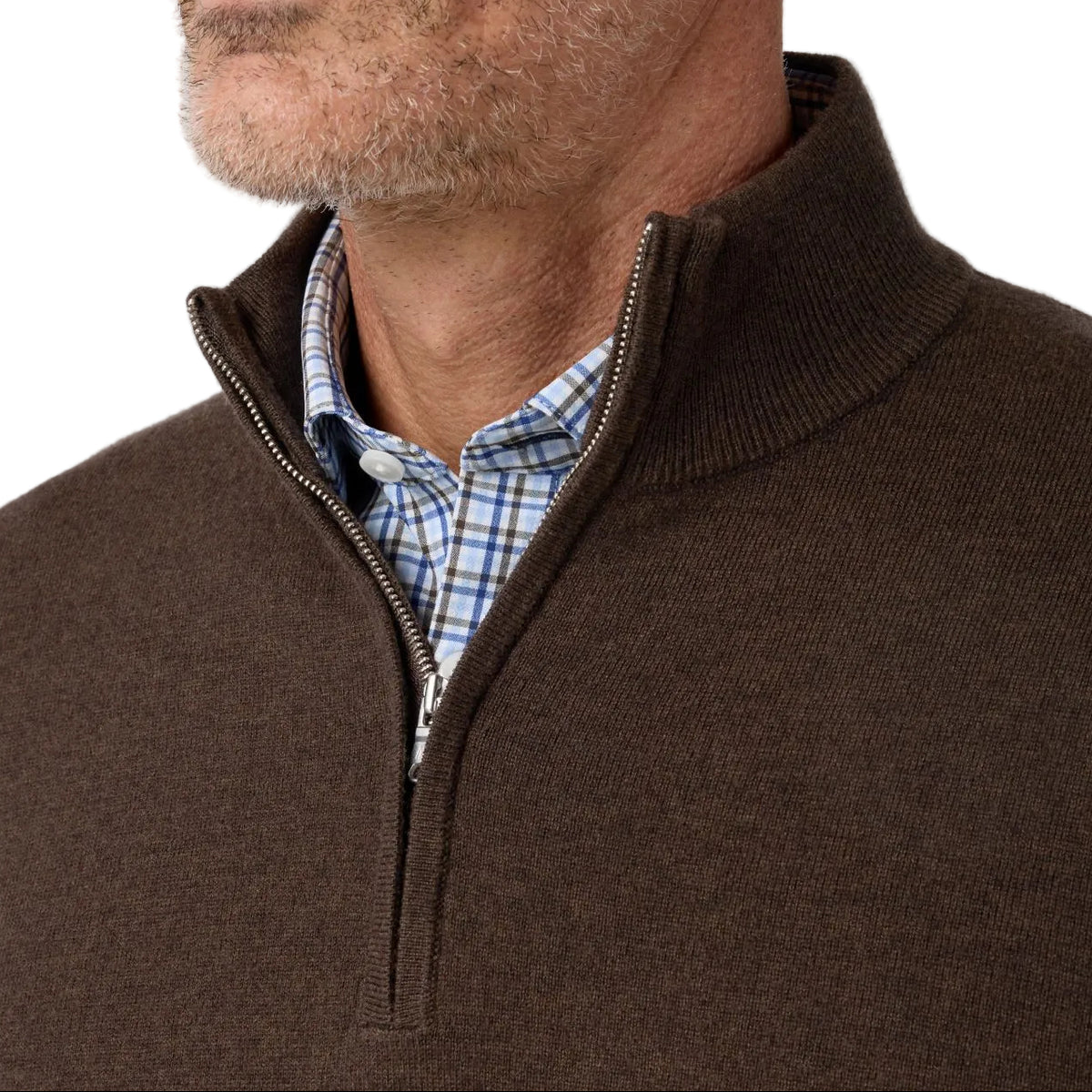 Mizzen+Main Espresso Heather Heritage Quarter Zip Sweater