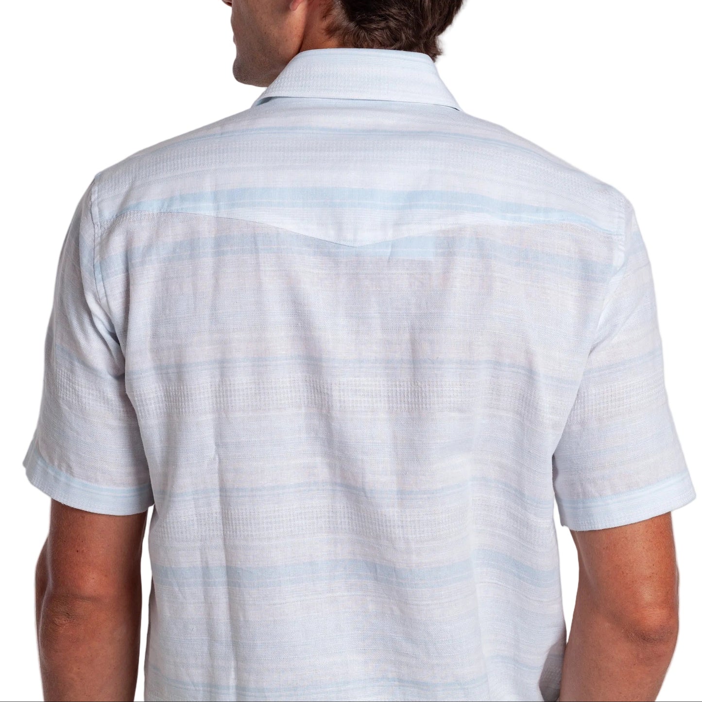 Criquet Light Blue Hemp Stripe Pearl Snap Shirt