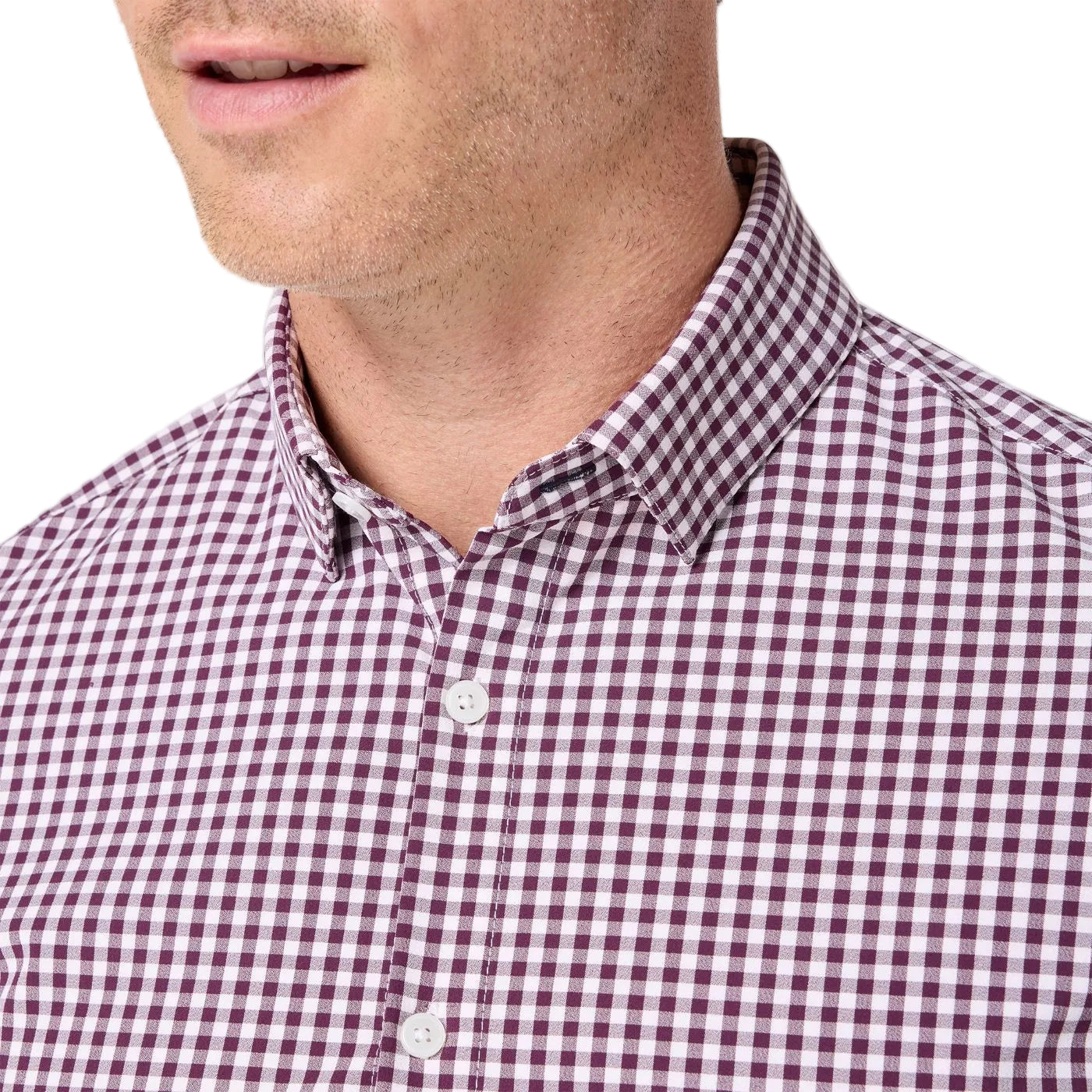 Mizzen+Main Eggplant Gingham Leeward Long Sleeve Shirt