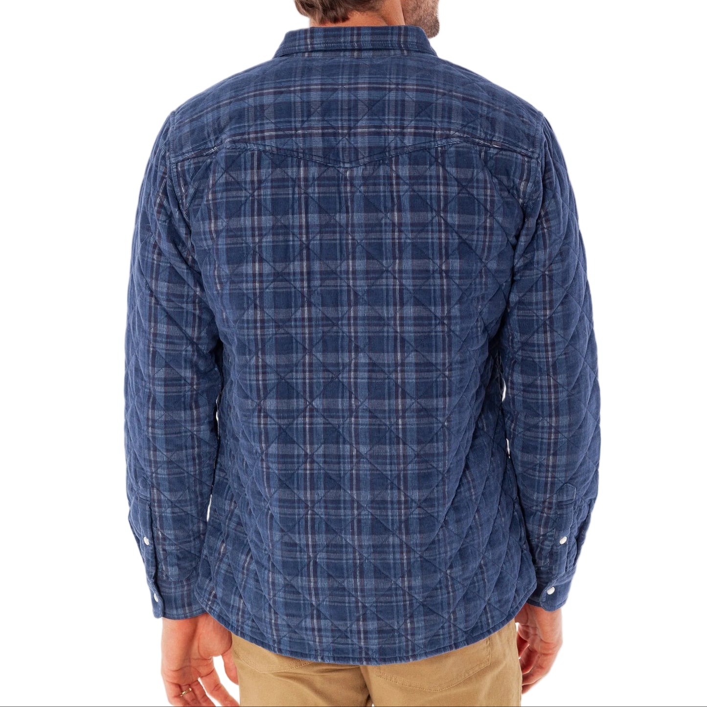 Criquet Dusty Blue Plaid Corduroy Quilted Shacket