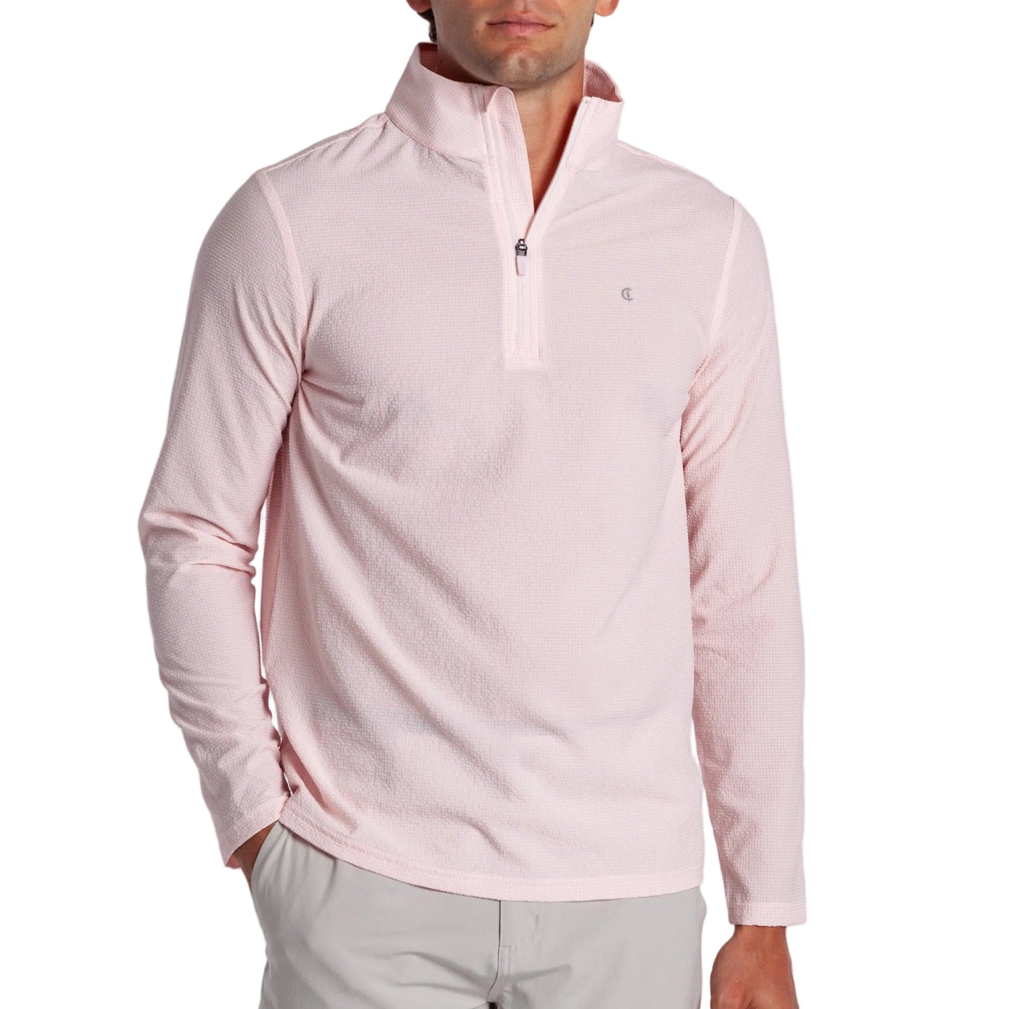 Criquet Pink Seersucker Performance Pullover