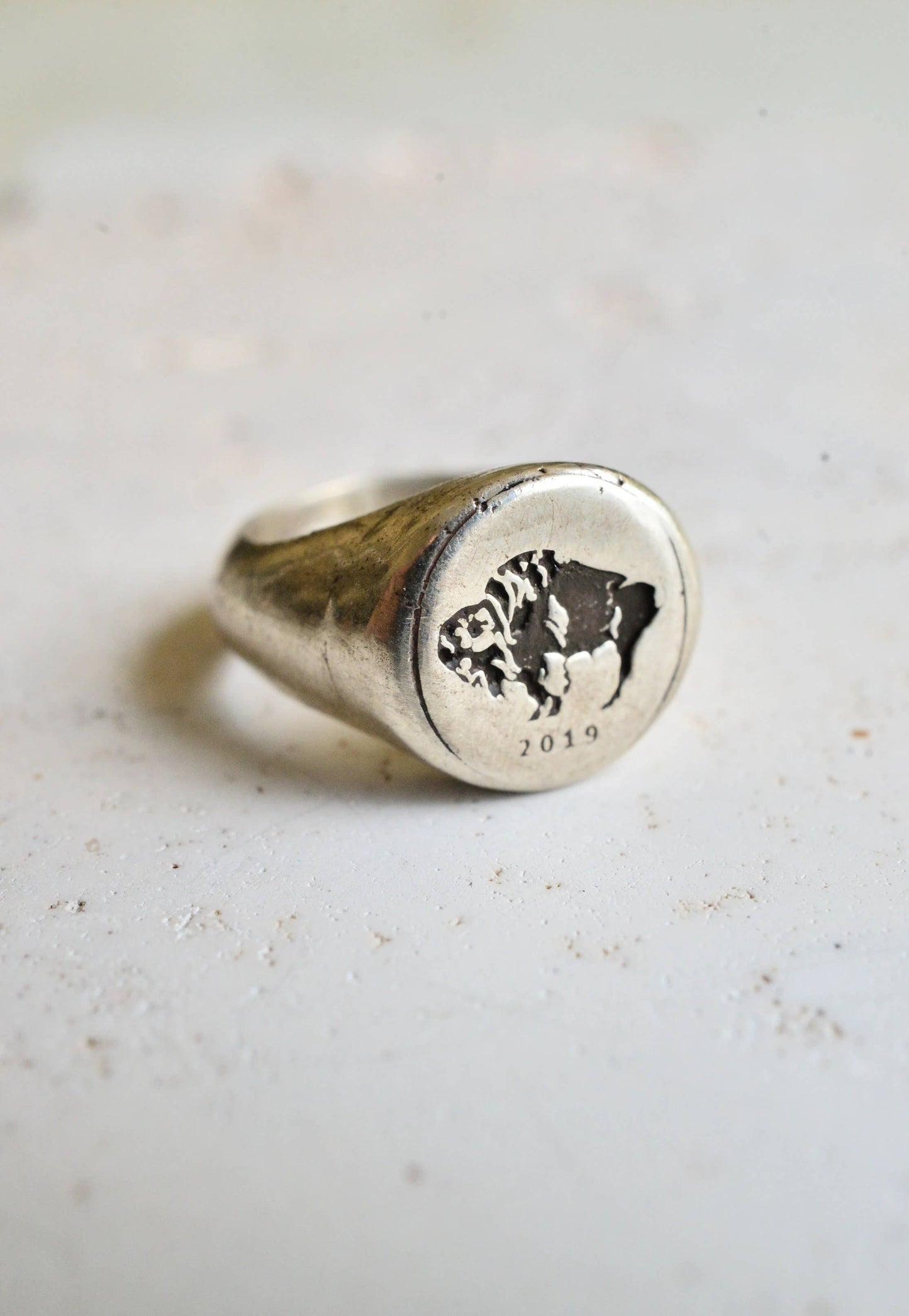 Sterling Silver Bison Ring