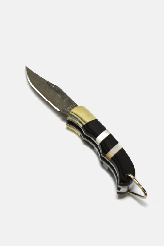 Ox-Horn with Pearls Striped  Inlay Mini Folding Knife