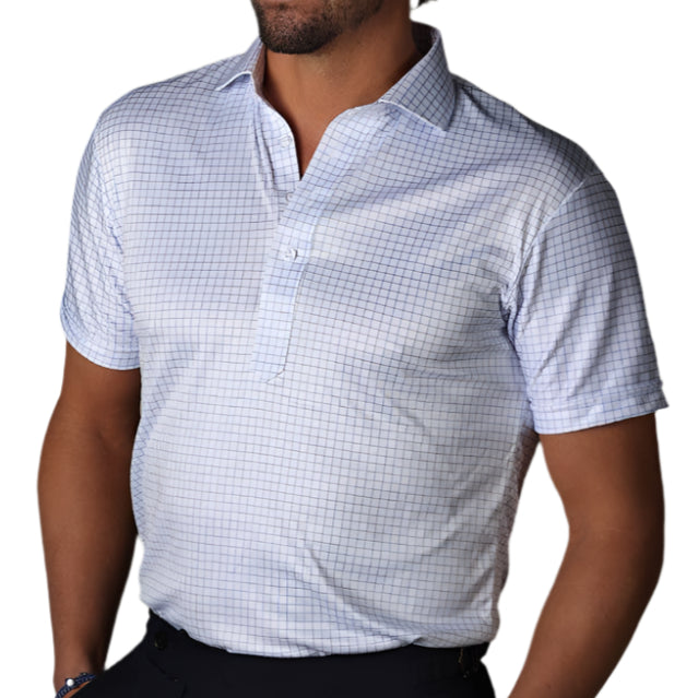 Collars & Co. Thin Blue Check Polo