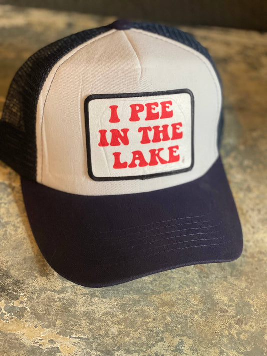 I Pee in the Lake Hat (Orange and White)