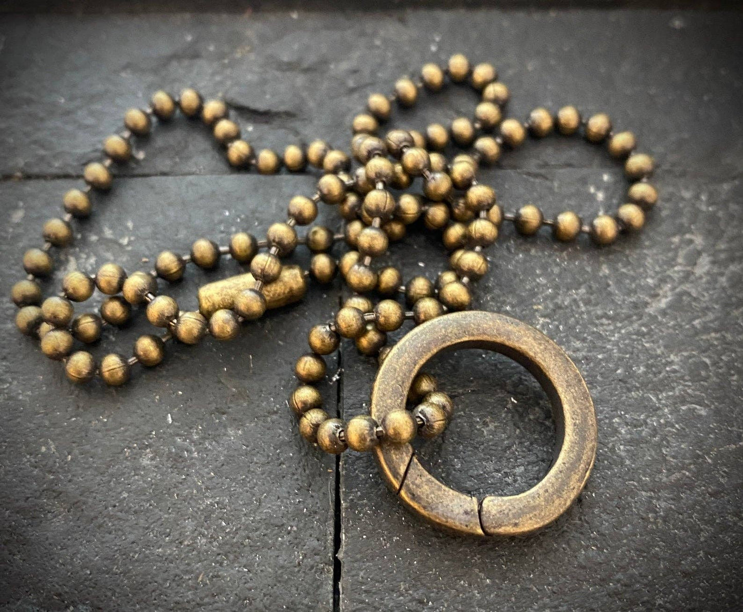 Brass Eternity Ring Necklace Men's Necklace