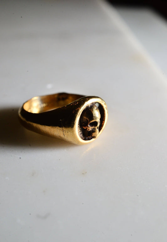 Calavera Bronze Signet Ring