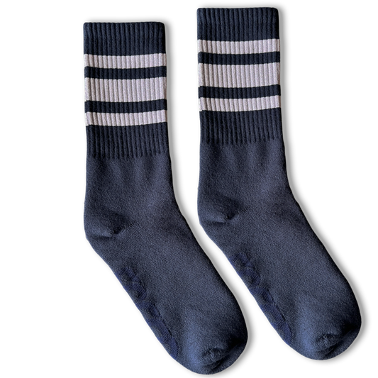 Socco White Striped Socks | Navy