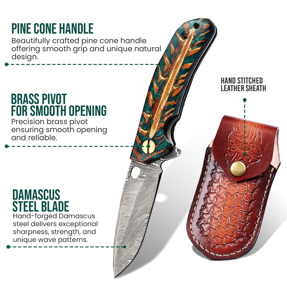 7.2" Handmade Damascus Pocket Knife