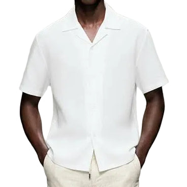 Hawk's Bay White Linen Button Up