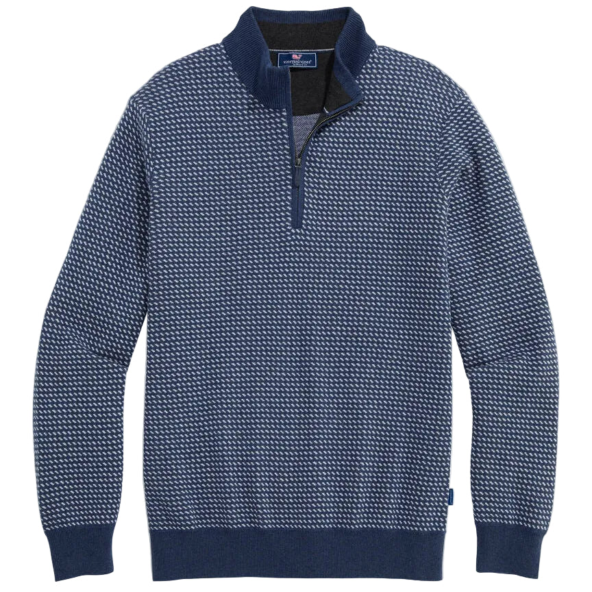 Vineyard Vines Nautical Navy Boathouse Birdseye Quarter-Zip