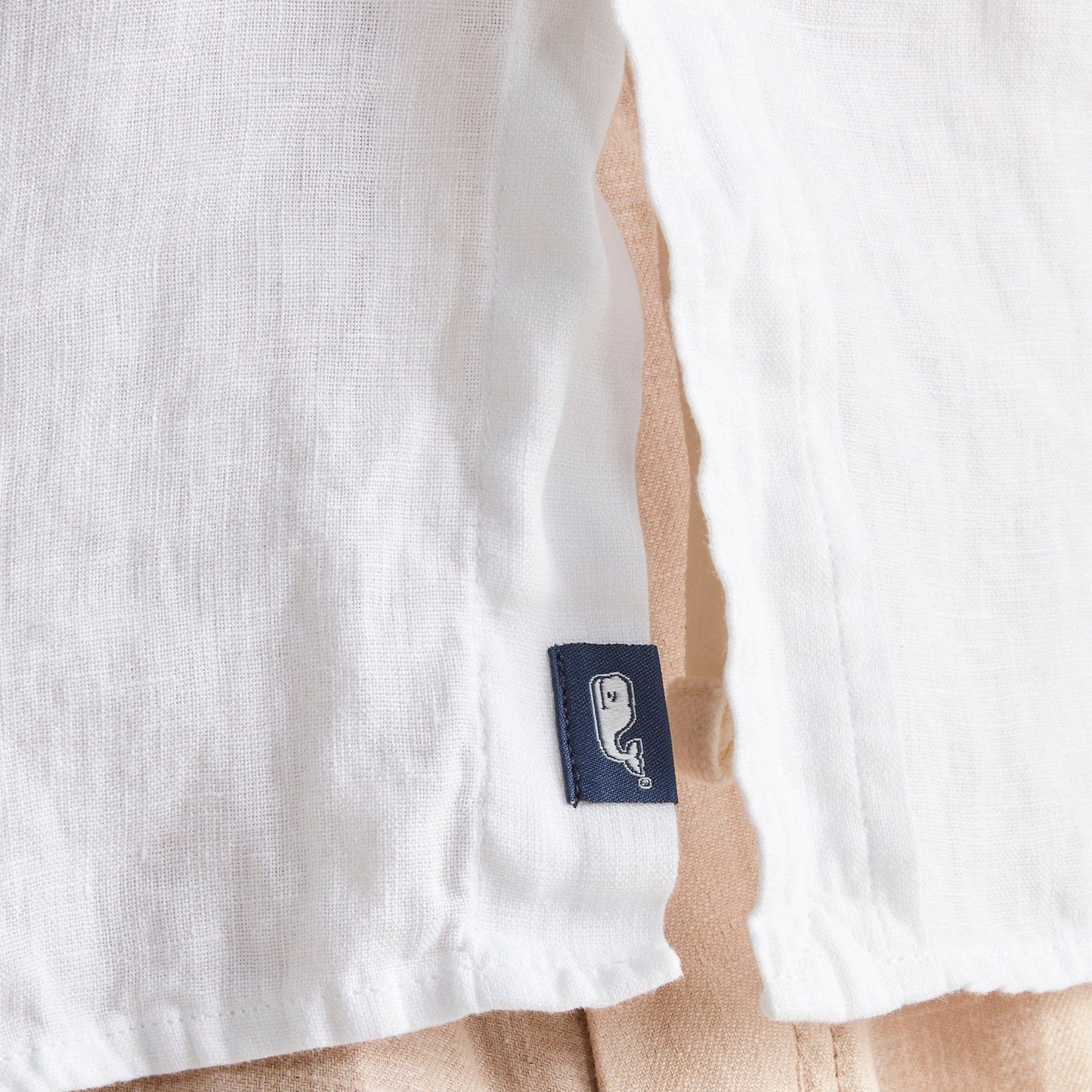 Vineyard Vines White Surfside Solid Linen Short-Sleeve Shirt