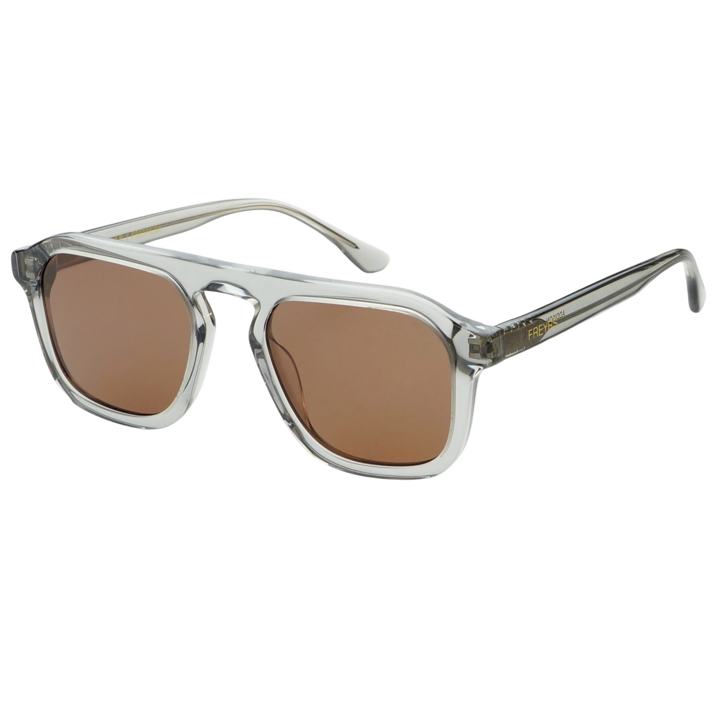 Freyrs Addison Crystal Grey & Brown Acetate Aviator Sunglasses