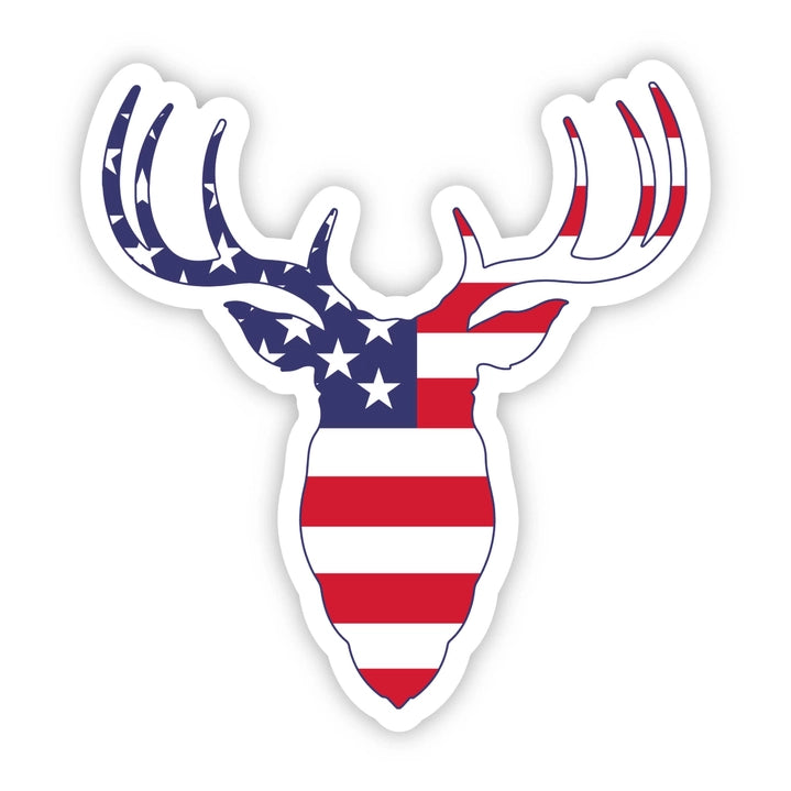 Buck Deer American Flag Sticker