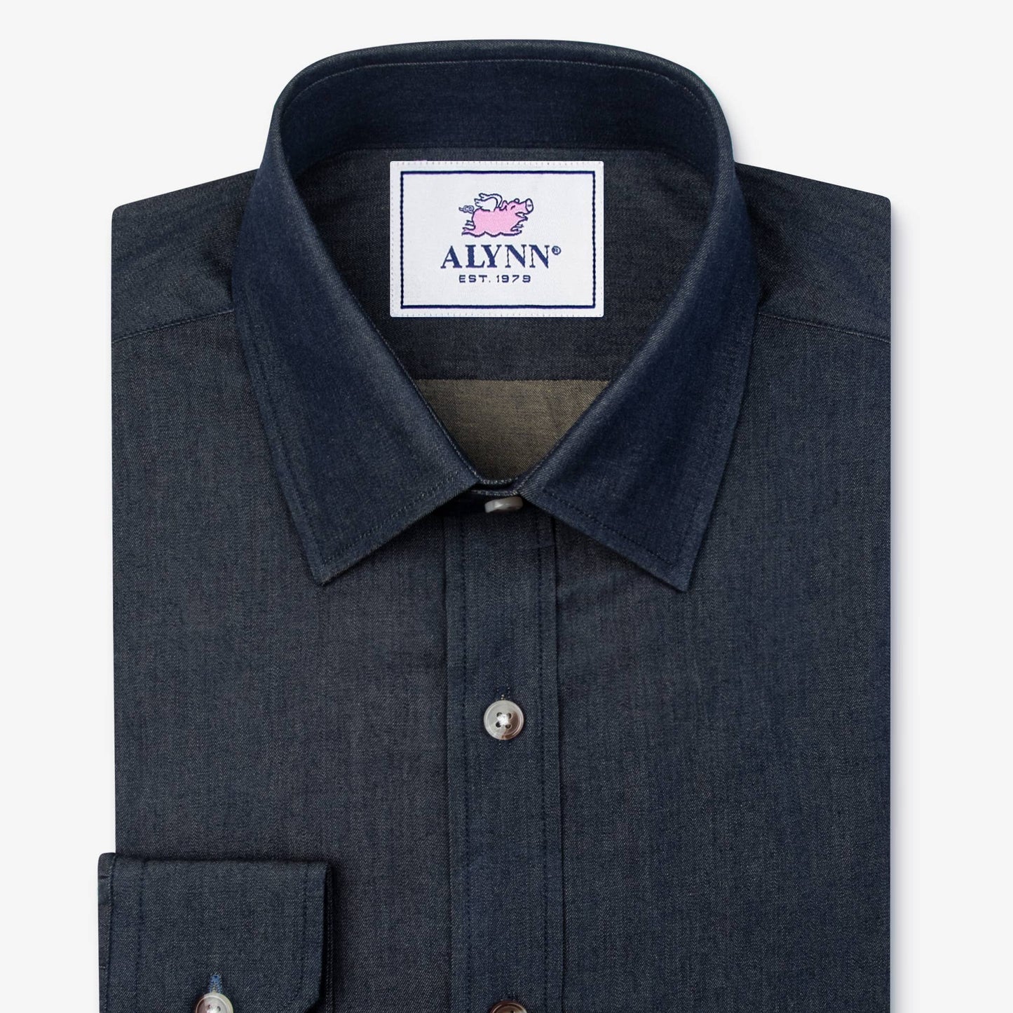 Alynn Liam Dark Denim Untuckable Slim Fit Dress Shirt