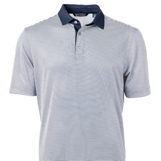 Cutter & Buck Virtue Eco White and Navy Micro Stripe  Polo